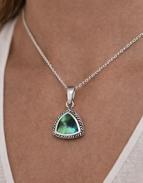 Load image into Gallery viewer, Simply Savvy Bali Artisan Sterling Silver Abalone Shell Pendant – Handcrafted 925 Silver Luxury Ocean-Inspired Necklace Pendant
