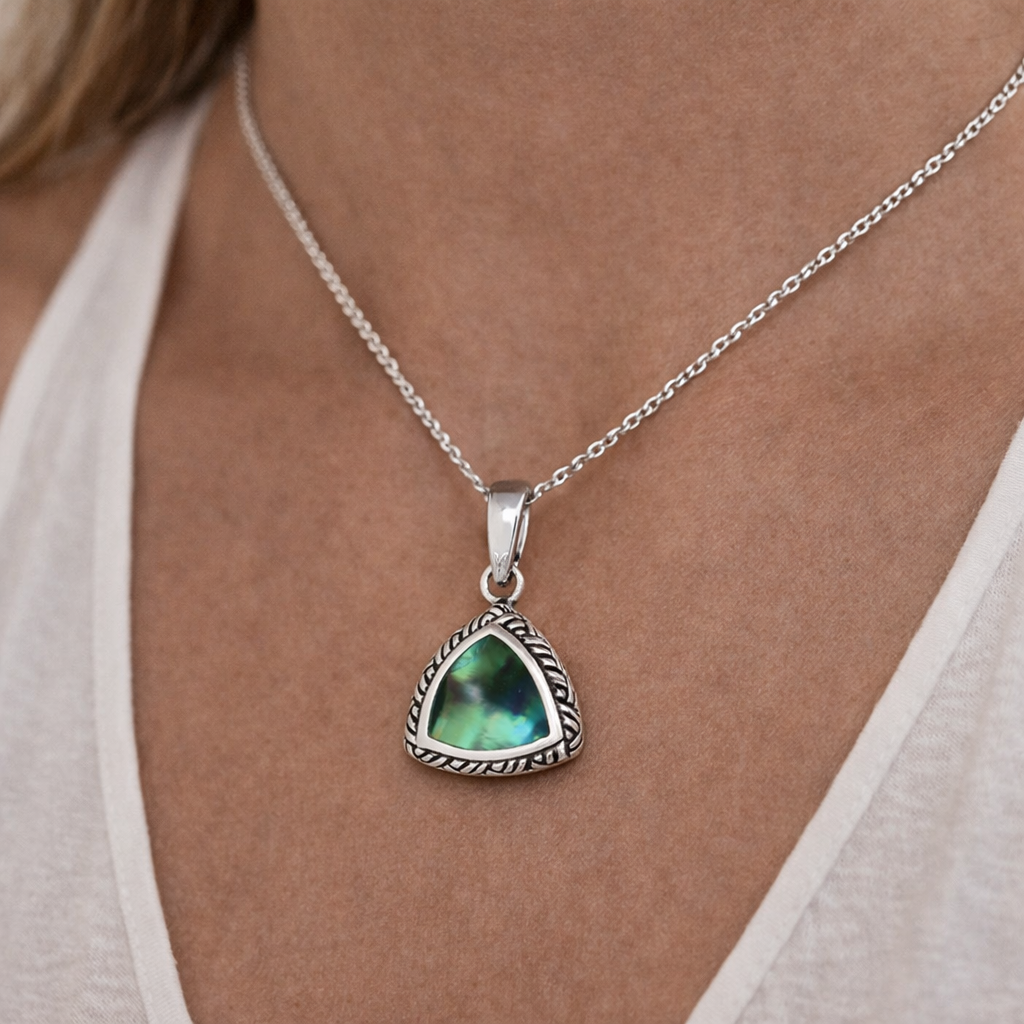 Simply Savvy Bali Artisan Sterling Silver Abalone Shell Pendant – Handcrafted 925 Silver Luxury Ocean-Inspired Necklace Pendant