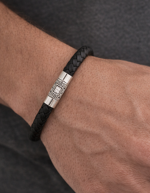 Load image into Gallery viewer, Simply Savvy Bali Artisan Black Leather &amp; Sterling Silver Bracelet – Handcrafted 925 Silver Luxury Men’s &amp; Unisex Bracelet
