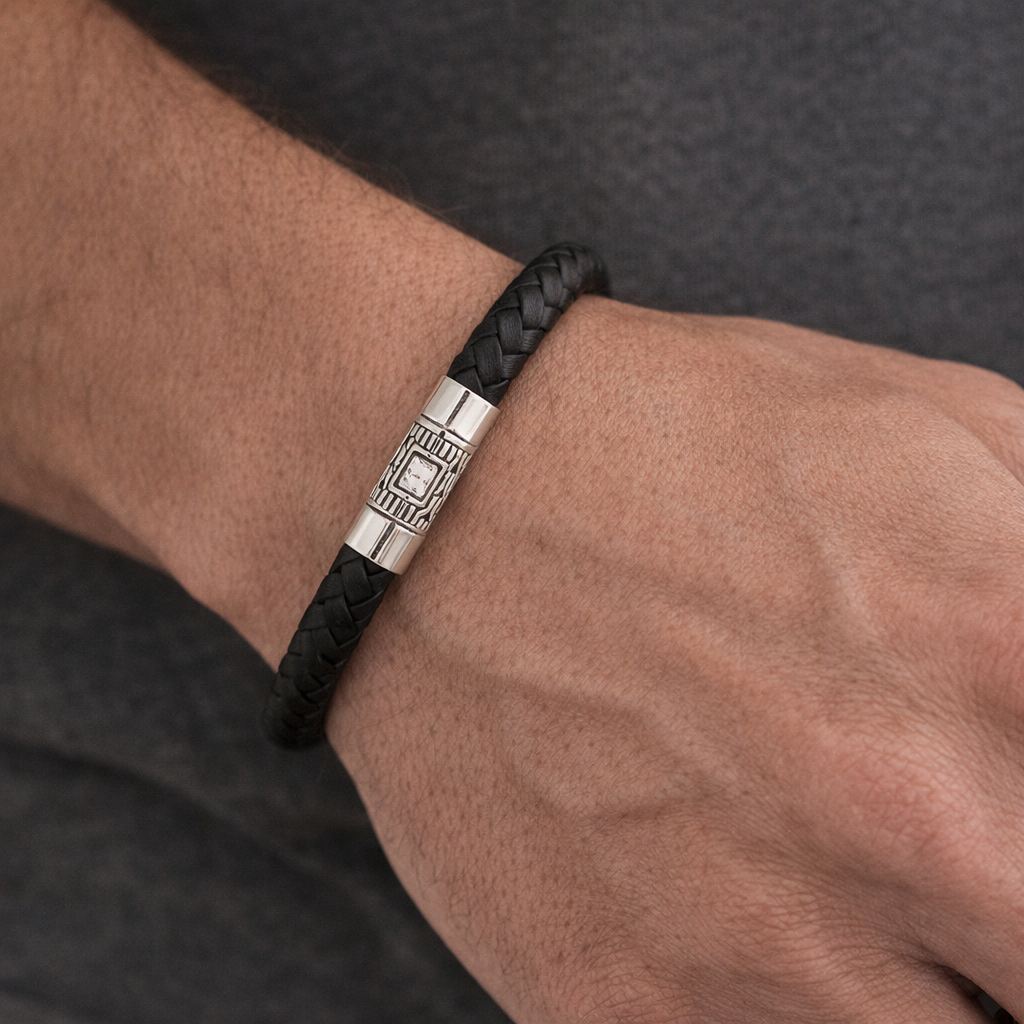 Simply Savvy Bali Artisan Black Leather & Sterling Silver Bracelet – Handcrafted 925 Silver Luxury Men’s & Unisex Bracelet