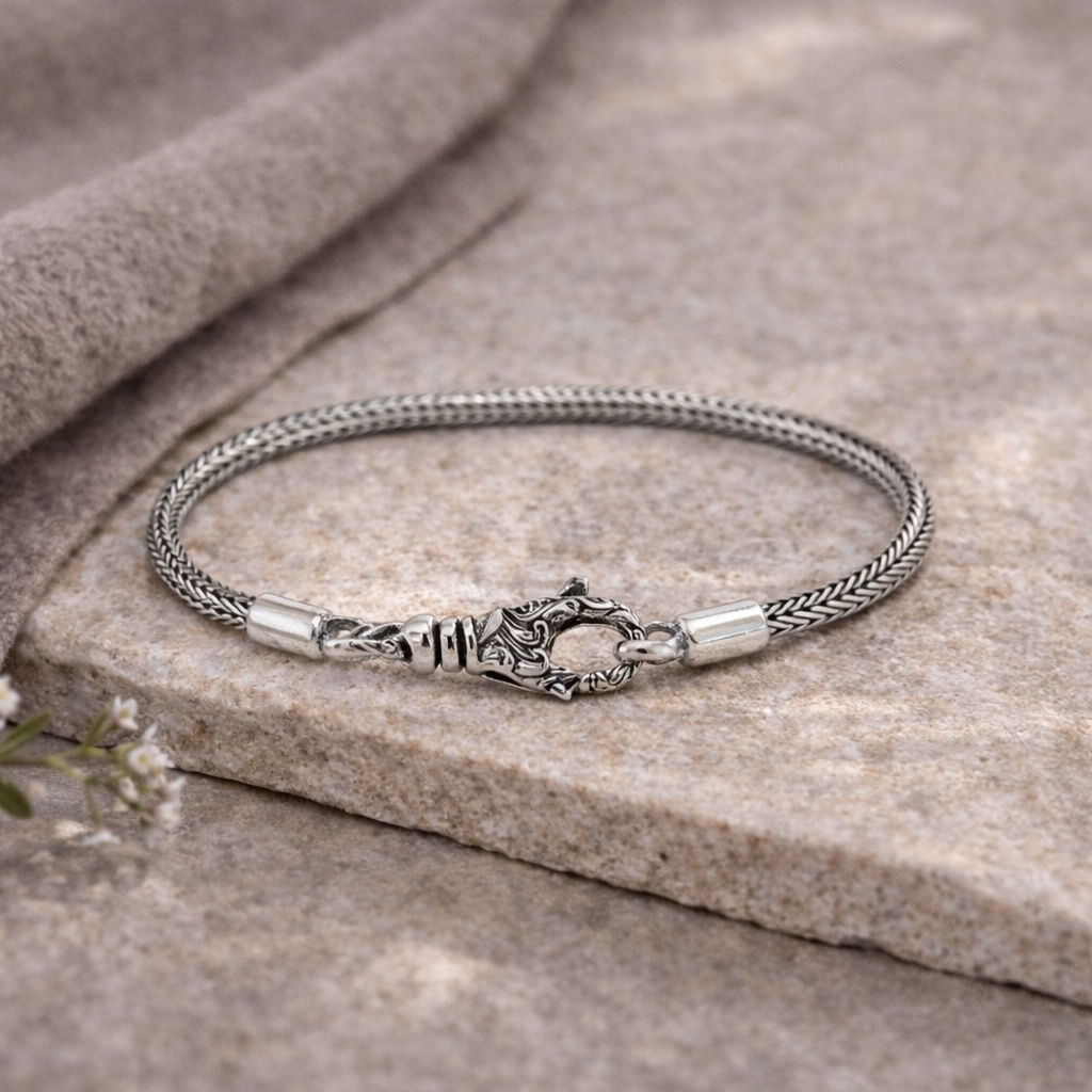 Simply Savvy Bali Artisan Sterling Silver Tulang Naga Bracelet – Handcrafted 925 Silver Luxury Dragon Bone Chain Bracelet