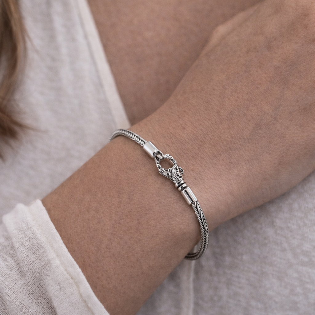 Simply Savvy Bali Artisan Sterling Silver Tulang Naga Bracelet – Handcrafted 925 Silver Luxury Dragon Bone Chain Bracelet