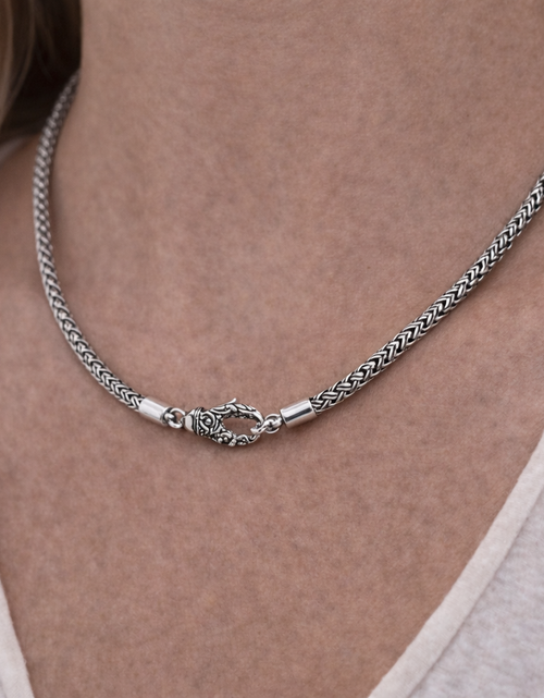 Load image into Gallery viewer, Simply Savvy Bali Handcrafted 925 Sterling Silver Wheat Chain Necklace – Oxidized Artisan Lobster Clasp

