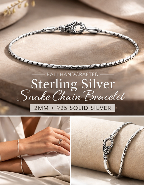 Load image into Gallery viewer, Simply Savvy Bali Handcrafted Sterling Silver Slim Snake Chain Bracelet – 2MM Minimalist Luxury
