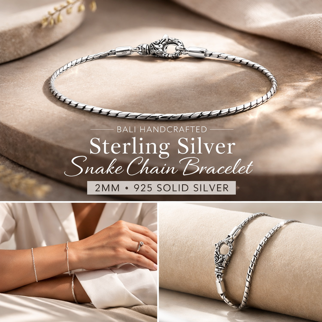 Simply Savvy Bali Handcrafted Sterling Silver Slim Snake Chain Bracelet – 2MM Minimalist Luxury