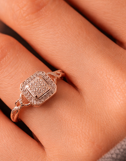 Load image into Gallery viewer, Blush Radiance Diamond Cluster Ring-10K Rose Gold Diamond Cluster Ring with Side Accents
