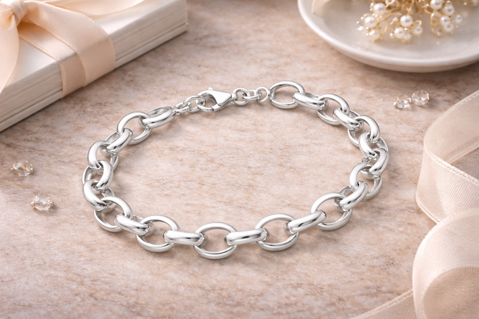 925 Sterling Silver “City Link Chain” Bracelet – Bold High Polish Links