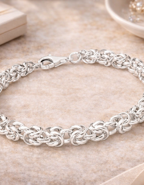 Load image into Gallery viewer, 925 Sterling Silver Byzantine Link Bracelet "Midnight Weave Bracelet"
