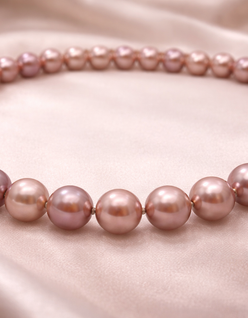 Load image into Gallery viewer, 10–12mm Multi-Color Edison Pearl Necklace | 46cm | Sterling Silver Heart Clasp
