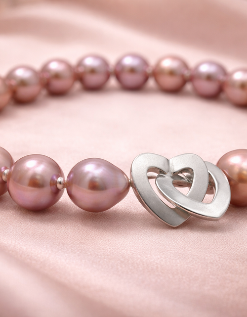 Load image into Gallery viewer, 10–12mm Multi-Color Edison Pearl Necklace | 46cm | Sterling Silver Heart Clasp
