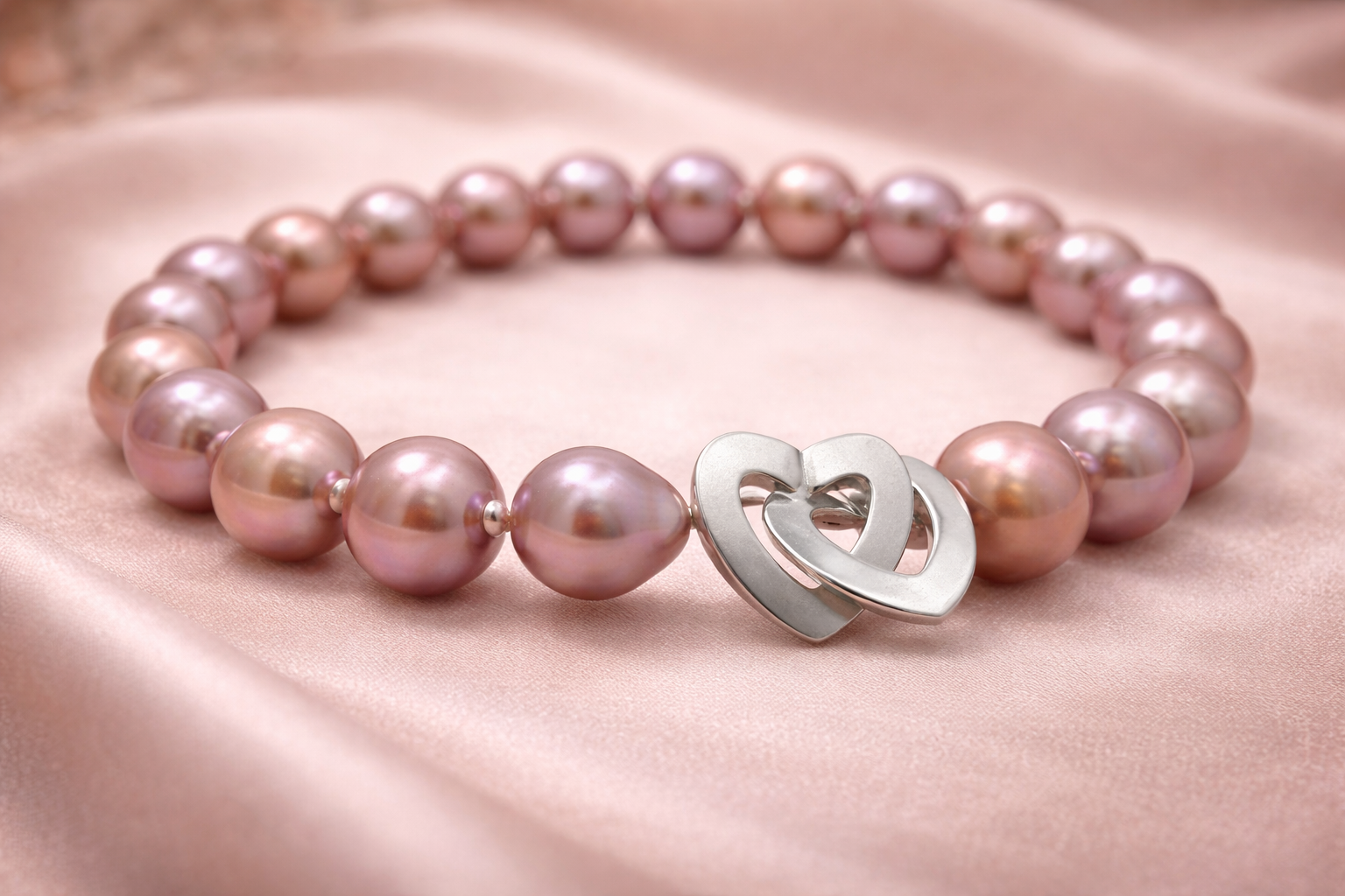 10–12mm Multi-Color Edison Pearl Necklace | 46cm | Sterling Silver Heart Clasp