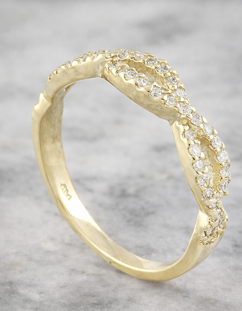 Load image into Gallery viewer, Simply Savvy “Golden Infinity Diamond Ring”- 0.35 CTW Diamond Ring in 14K Yellow Gold
