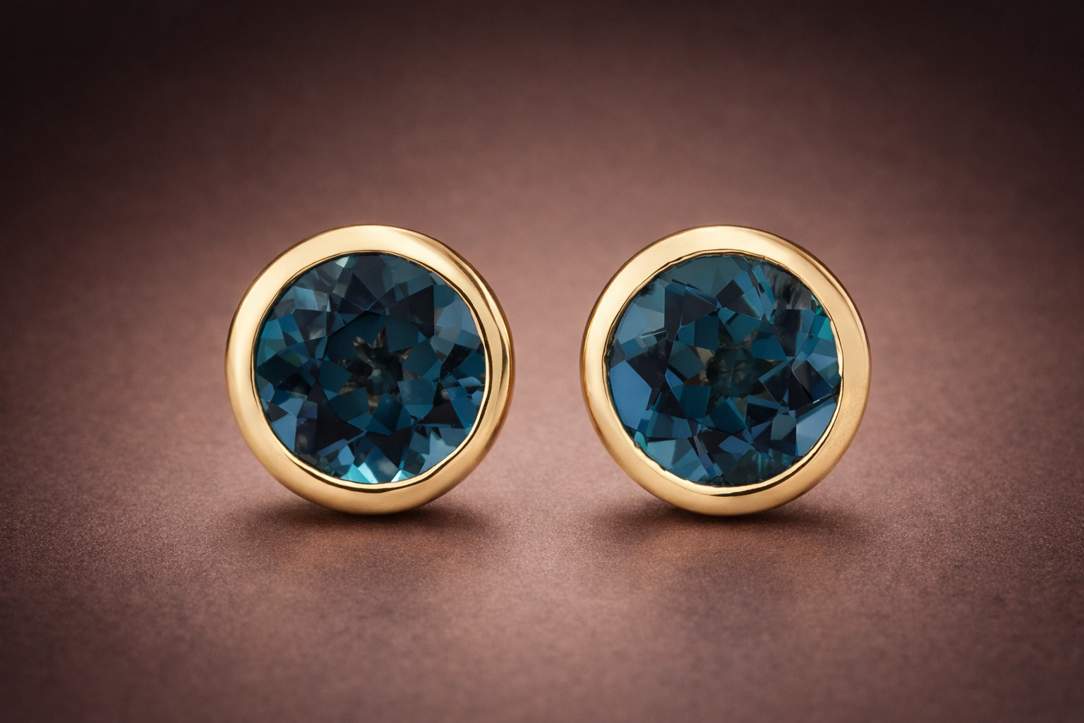 3.00 CTW Natural London Blue Topaz Stud Earrings – Solid 18K Yellow Gold
