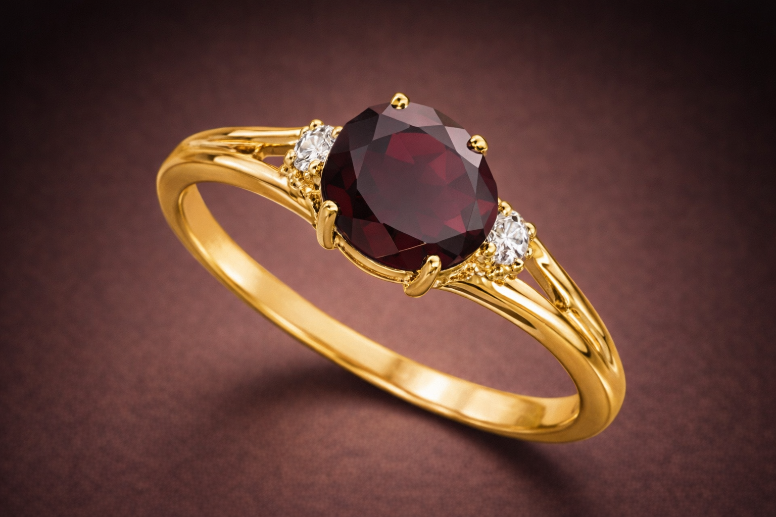 Natural Garnet & Diamond Accent Ring (0.68 CTW) – Solid 10K Yellow Gold | Simply Savvy