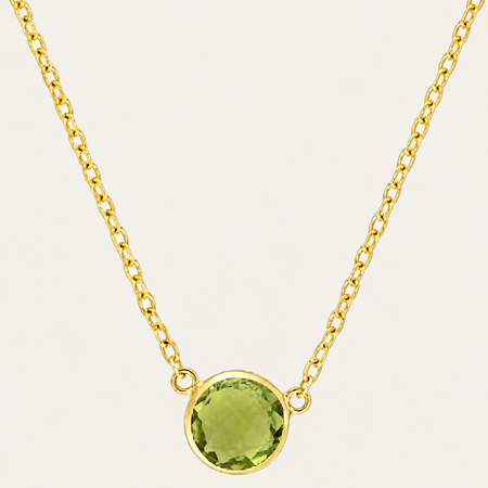 14K Yellow Gold Round Peridot Necklace – 17 Inches