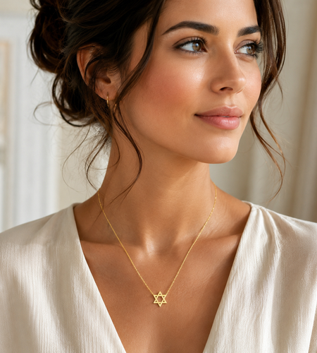 14K Yellow Gold Star of David Necklace – 18 Inch