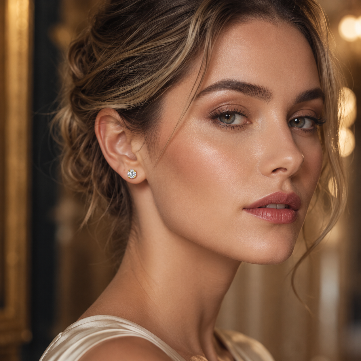 14K Yellow Gold 2mm CZ Stud Earrings