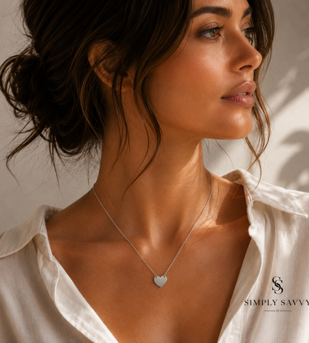 14K White Gold Polished Mini Heart Necklace 18 Inch