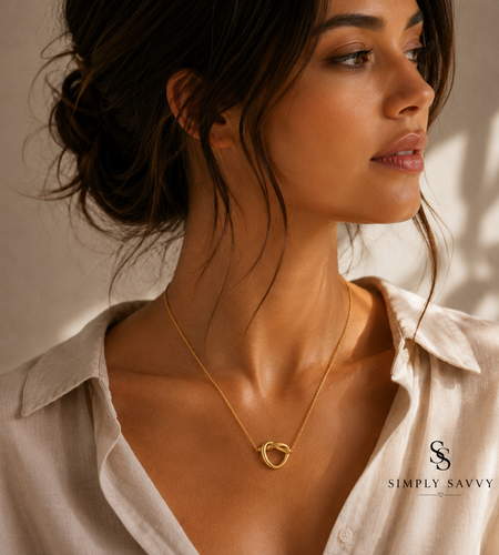 14K Yellow Gold Love Knot Necklace 18 Inch + 2 Inch Extender