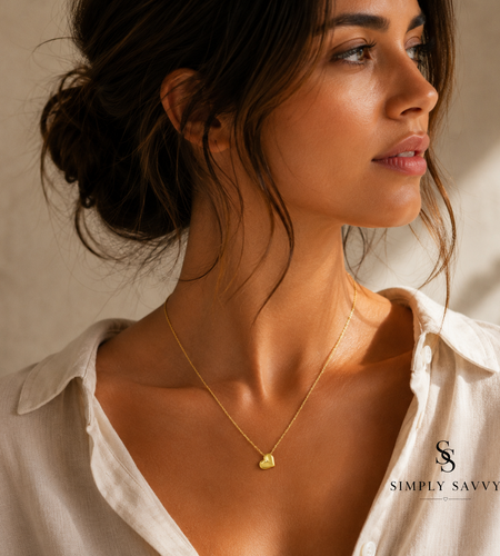 14K Yellow Gold Puffed Mini Heart Pendant Necklace 18 Inch