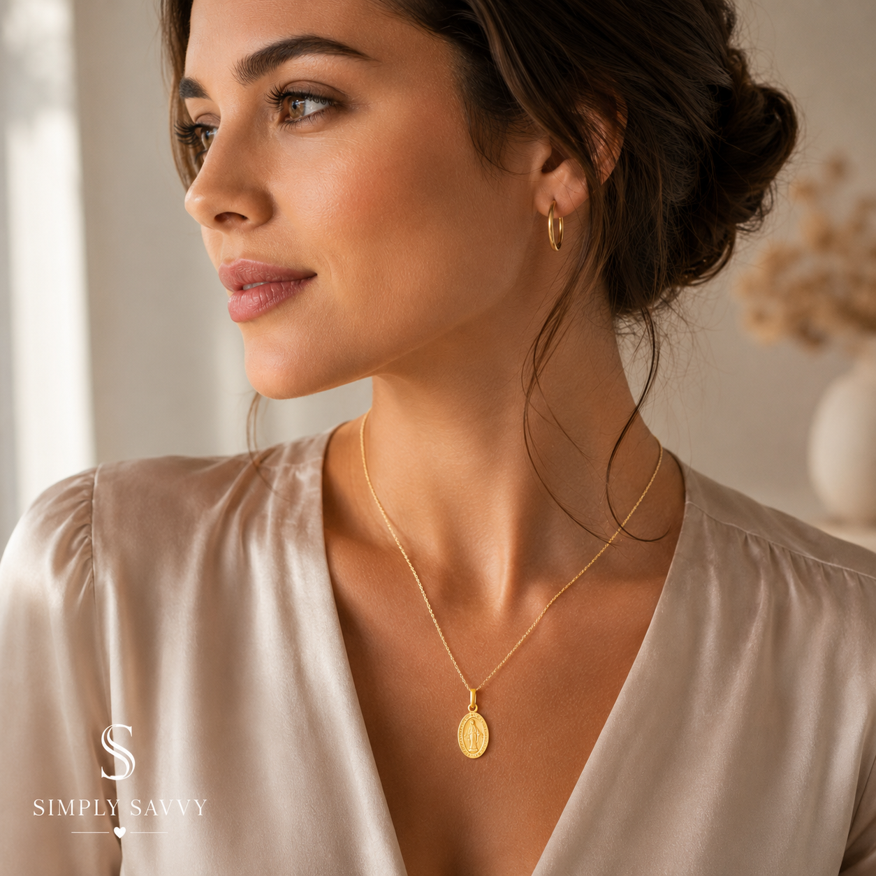 14K Yellow Gold Miraculous Medal Pendant