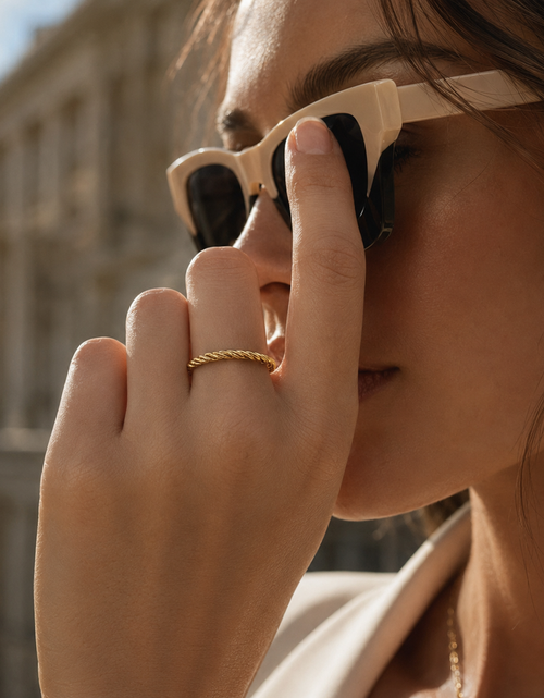 Load image into Gallery viewer, 14K Yellow Gold Twisted Stackable Ring
