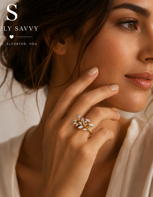 Load image into Gallery viewer, 14K Two-Tone Gold Textured Leaf Crossover Ring
