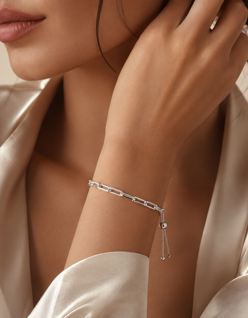 Load image into Gallery viewer, Sterling Silver Adjustable Paperclip Link Bracelet
