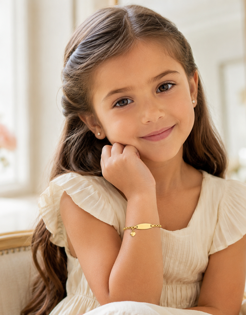 Load image into Gallery viewer, 14k Yellow Gold Children’s Heart Charm ID Bracelet – 6 Inches
