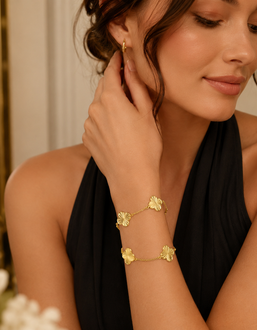Load image into Gallery viewer, 14k Yellow Gold Clover Link Bracelet – 7.25 Inches

