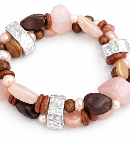 Pre-Owned Silpada Rose Quartz Stretch Bracelet - Retired Design