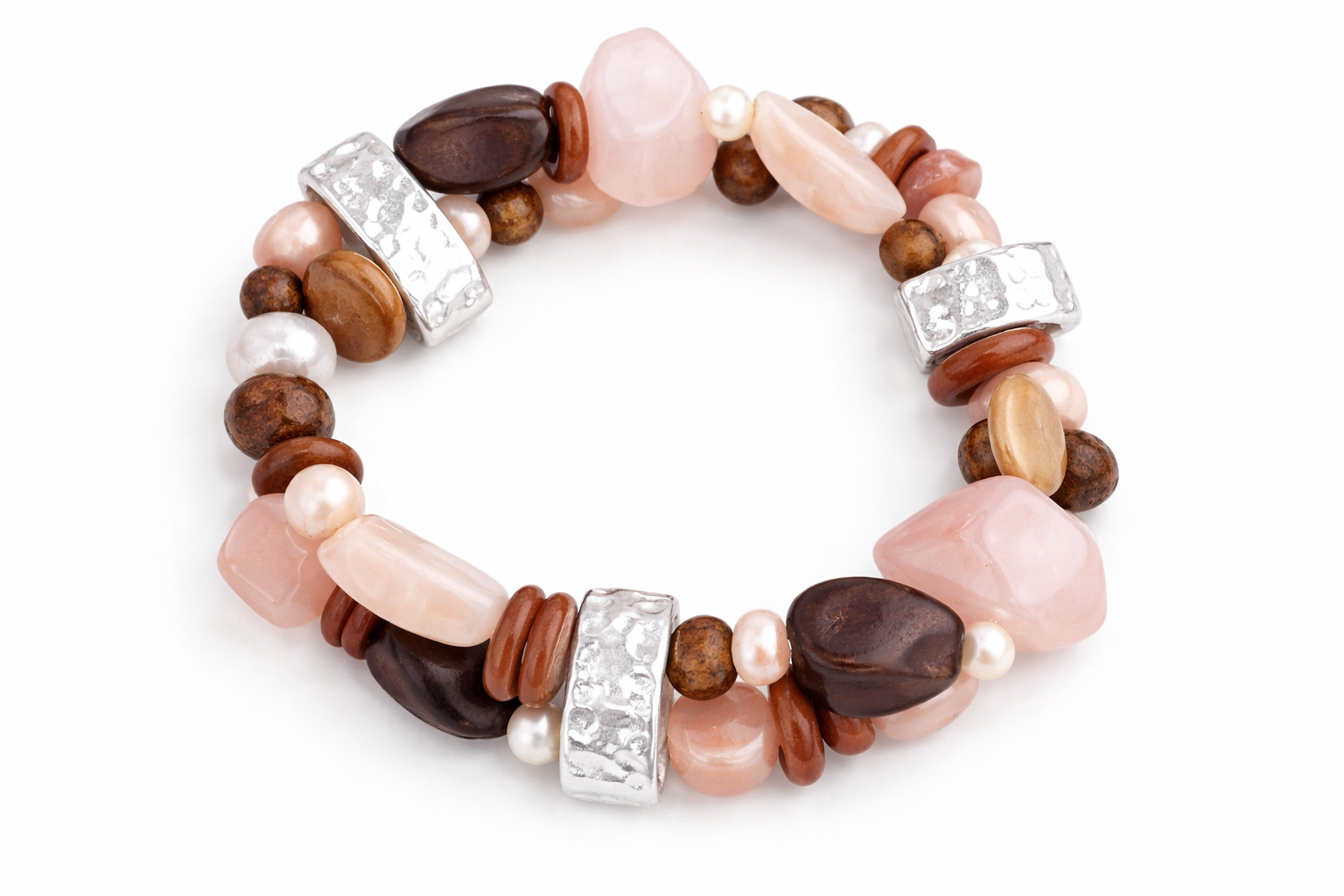 Pre-Owned Silpada Rose Quartz Stretch Bracelet - Retired Design