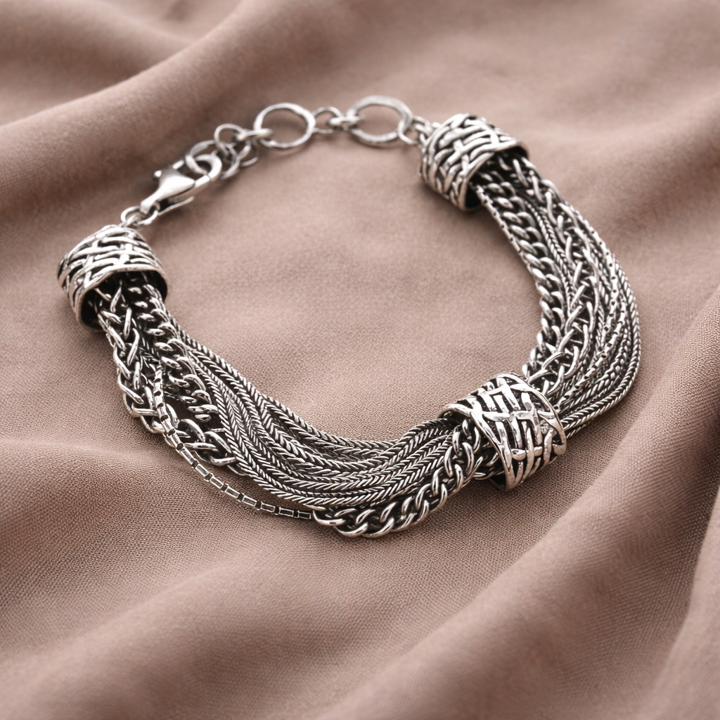 Pre-Owned Silpada Sterling Silver Talk of the Town Bracelet - Retired Design