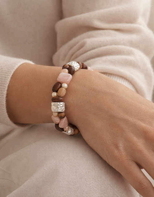 Load image into Gallery viewer, Pre-Owned Silpada Rose Quartz Stretch Bracelet - Retired Design
