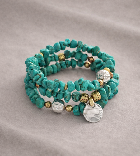 Pre-Owned Silpada Bright Blue Stretch Bracelet (set of 3) - Retired Design