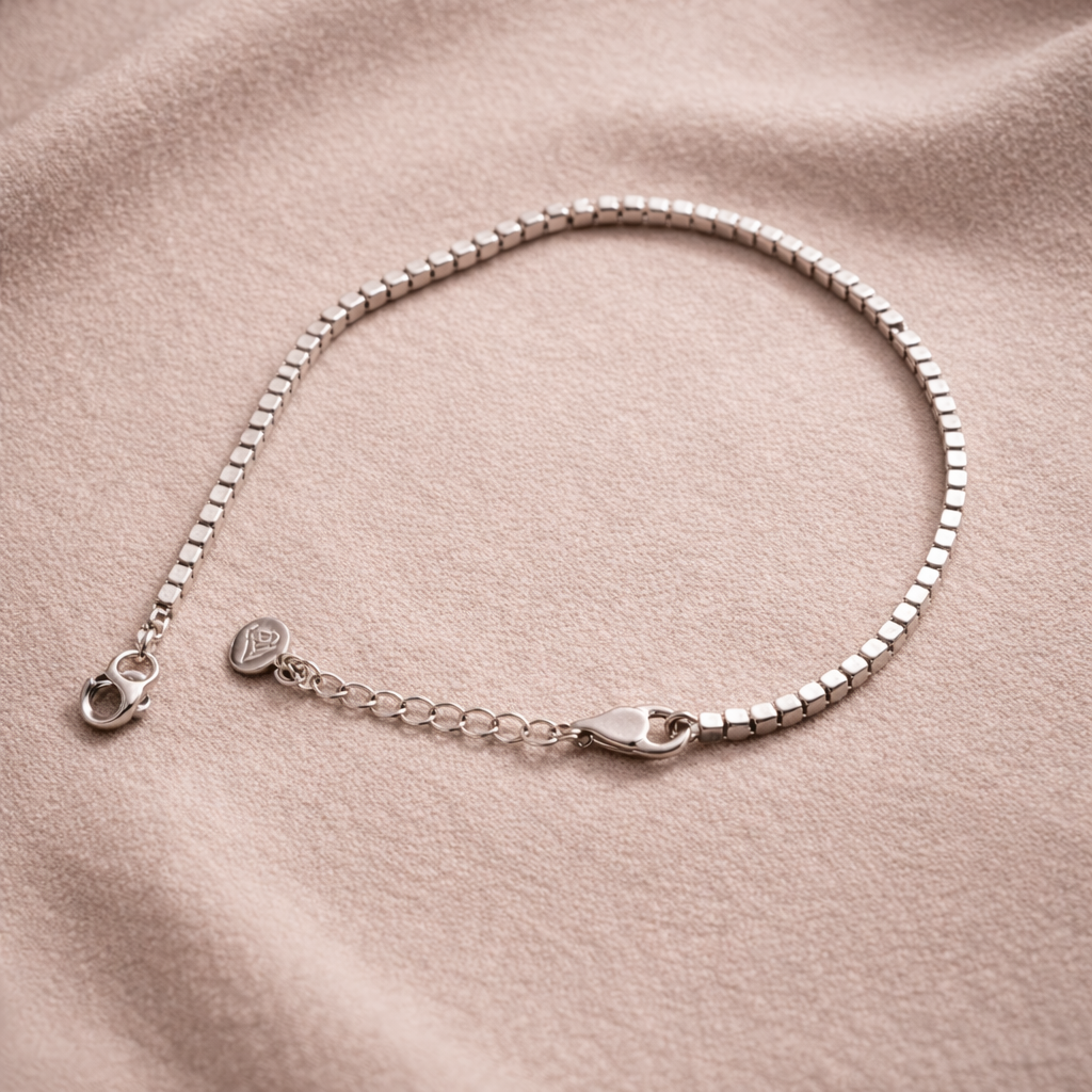 Pre-Owned Silpada Sterling Silver Cube Bead Bracelet – Retired Design