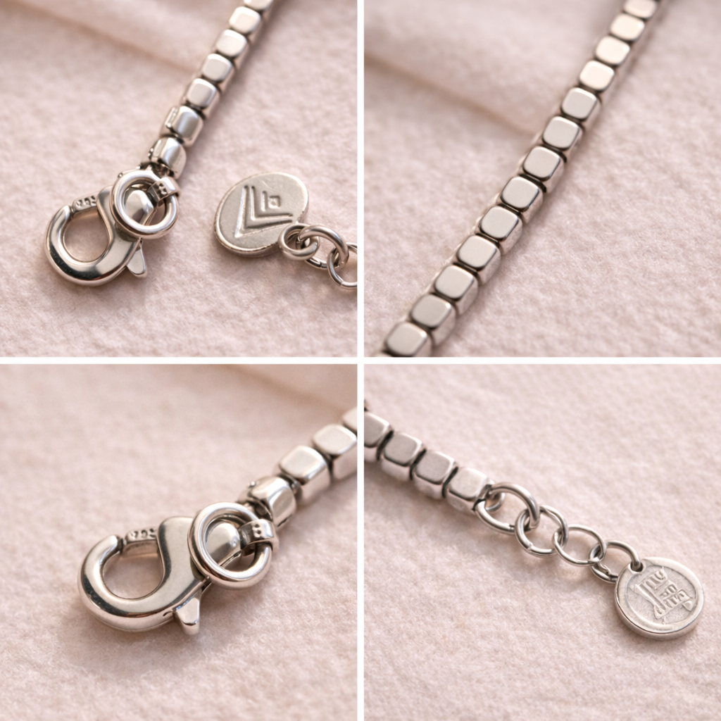 Pre-Owned Silpada Sterling Silver Cube Bead Bracelet – Retired Design
