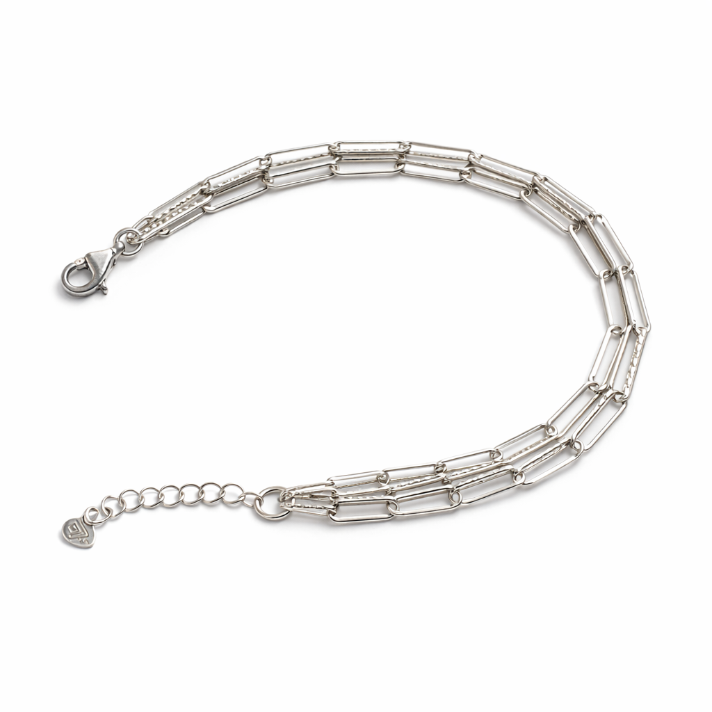 Pre-Owned  Silpada Sterling Silver Triple Strand Paperclip Link Bracelet – Retired Design