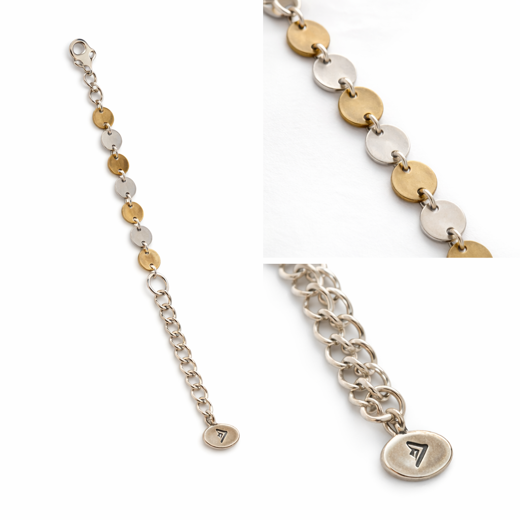 Pre-Owned Silpada Sterling Silver Hammered Disc Adjustable Bracelet with Crystal Accent – Retired Design