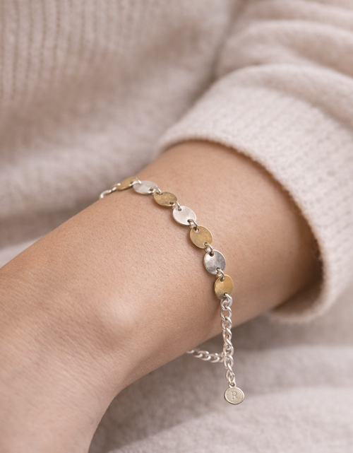 Load image into Gallery viewer, Pre-Owned Silpada Sterling Silver Hammered Disc Adjustable Bracelet with Crystal Accent – Retired Design
