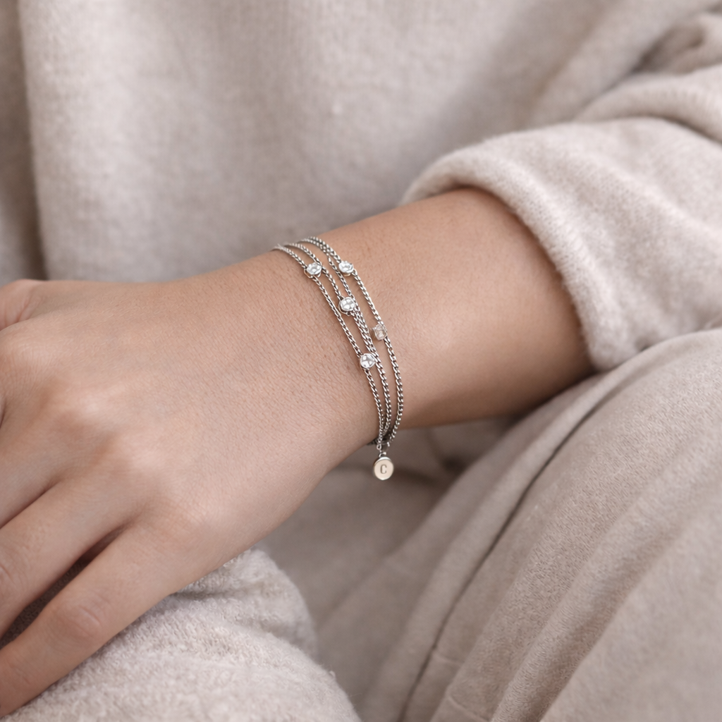 Pre-Owned Silpada Sterling Silver Multi-Strand Beaded LayeredChain Bracelet – Retired Design
