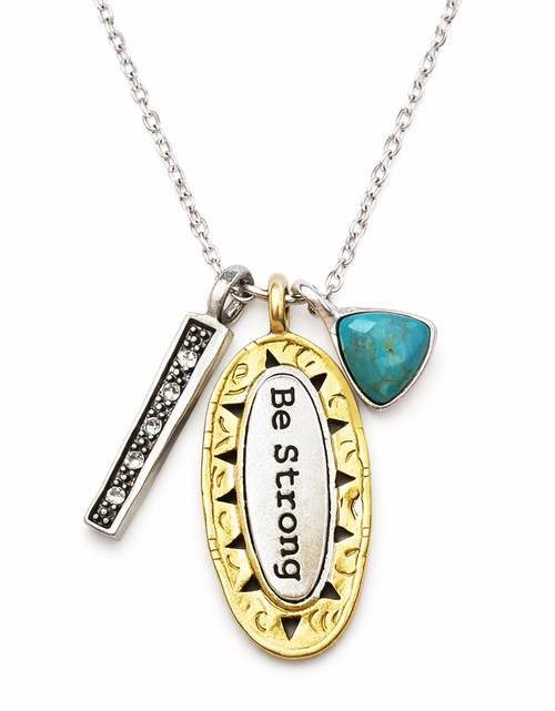 Load image into Gallery viewer, Pre-owned Silpada"Be Strong" SS Turquoise Pendant Adjustable Chain Necklace (N3183)
