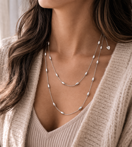 Pre-Owned Silpada's SS Bella Bead Oval Ball Necklace - Retired Design
