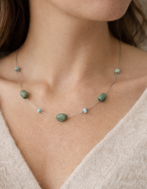 Load image into Gallery viewer, Pre-Owned Silpada Chrysocolla Bead Wire Necklace - Retired Design

