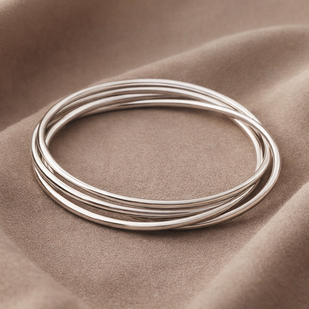 Sterling Silver Triple Intertwined Bangle Bracelet – 925 Silver Minimalist Bracelet