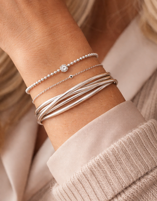 Load image into Gallery viewer, Sterling Silver Triple Intertwined Bangle Bracelet – 925 Silver Minimalist Bracelet
