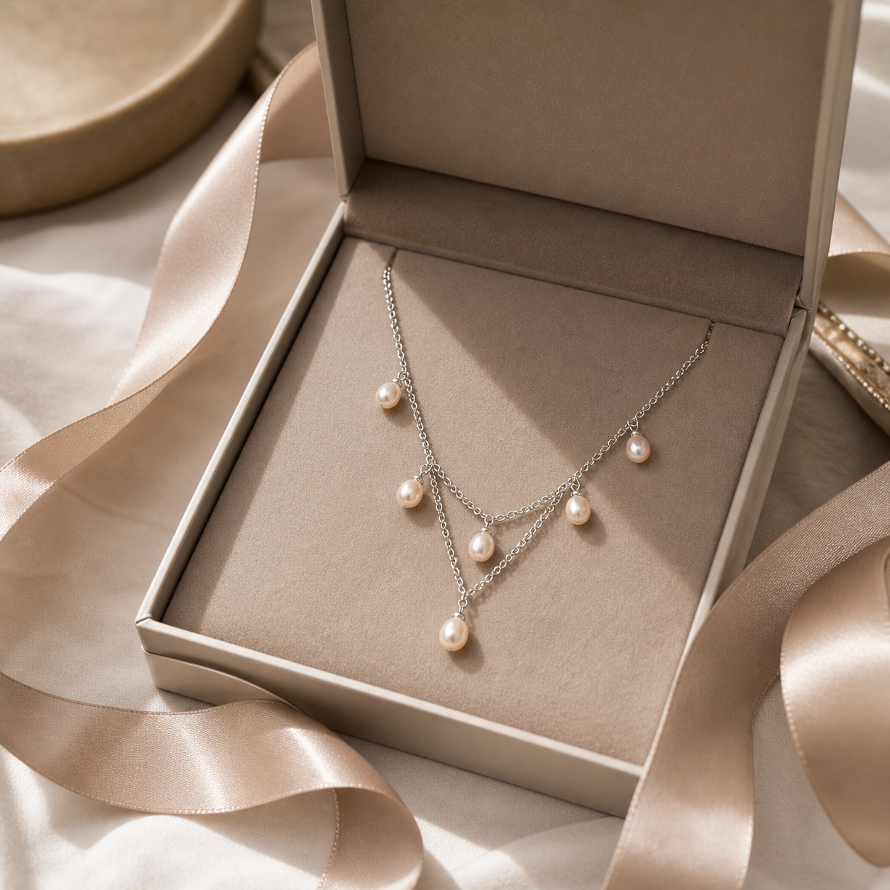 Blush Cascade Pearl Festoon Necklace -Honora Sterling Silver Pink Freshwater Pearl