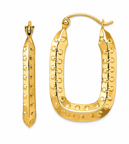 Aurora Edge Rectangular Gold Hoops-14K Yellow Gold Polished (25mm)