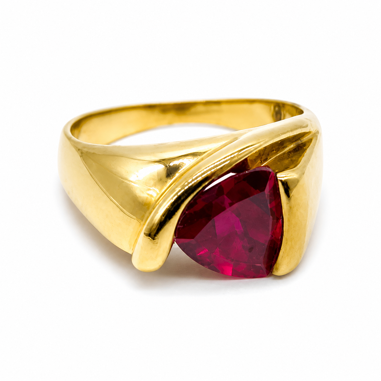 Crimson Edge Trillion Statement Ring -  with Gold Overlay