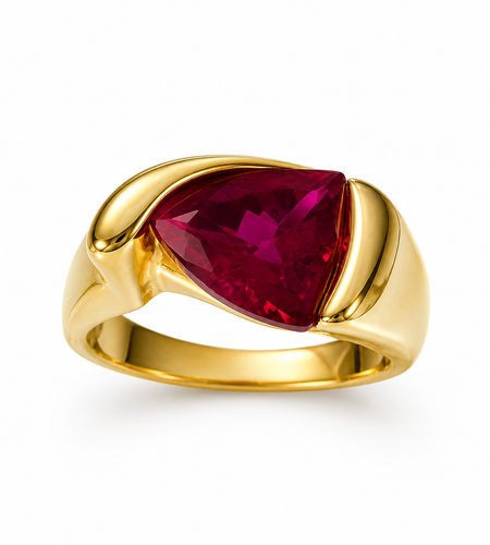 Crimson Edge Trillion Statement Ring -  with Gold Overlay